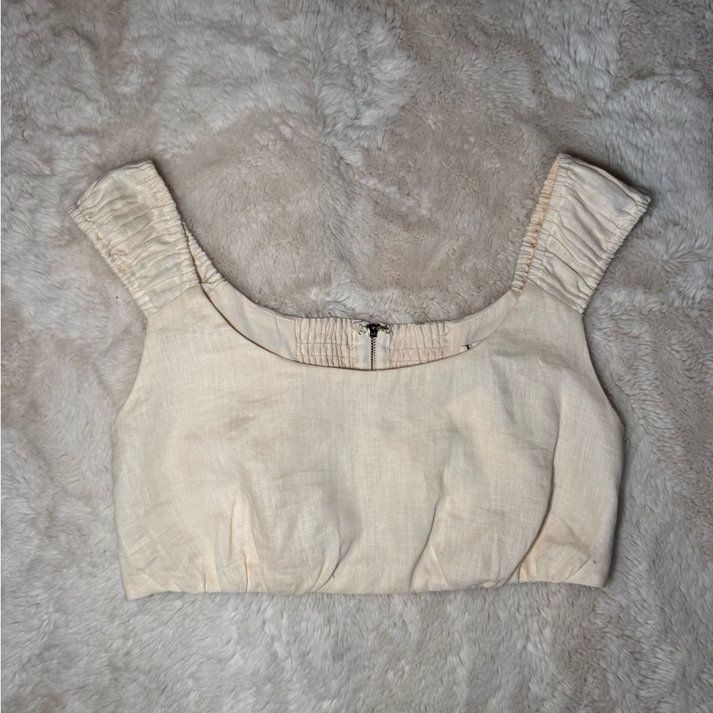 Dissh Abby Linen Crop Top in Butter Size 6 NWT